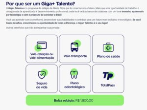 Alloha Fibra abre inscrições para programa de estágio “Giga+ Talentos” Alloha Fibra abre inscrições para programa de estágio “Giga+ Talentos”